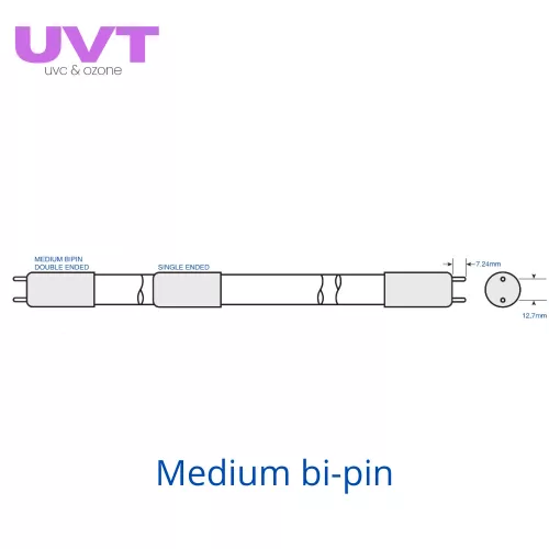 G16T5 Quartz Germicidal UV-C Lamp, Medium Bipin, 16 Watt